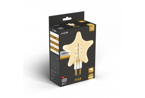 Avide LED Jumbo Filament Star Amber 4.9W E27 2200K Fényerőszabályzós