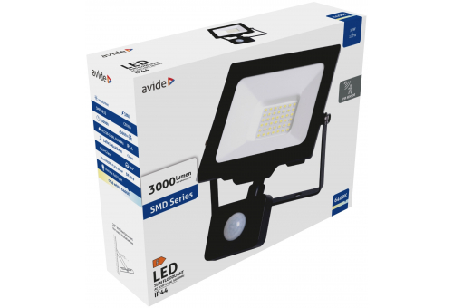 LED Refletor Slim SMD 30W CW Com sensor de movimento PIR
