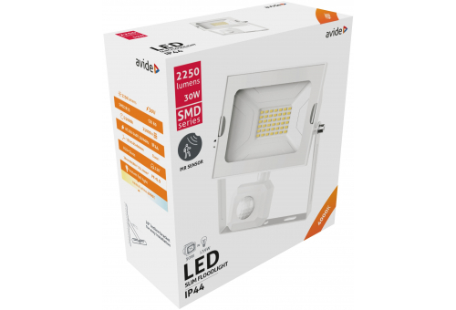LED Refletor Slim SMD 30W NW Com sensor de movimento PIR Branco