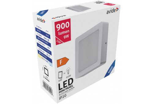 LED Pode ser montado na parede Quadrado Luz de teto Plástico 9W CW