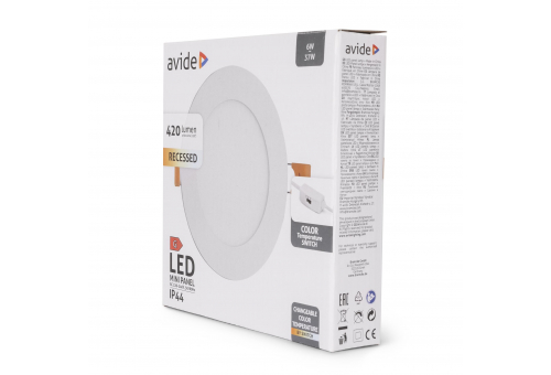 Avide LED Beépíthető Kerek Mennyezeti Lámpa ALU 6W CCT IP44/IP20