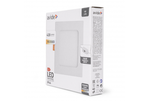 Avide LED Beépíthető Négyzetes Mennyezeti Lámpa ALU 6W CCT IP44/IP20