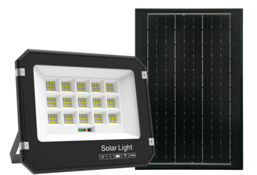 LED Szolár Reflektor CCT 50W, Szétválasztható Panel 6W/5V, 4000mAH, IP65, Távirányítóval